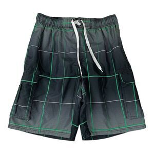 KAVU‎ Board Shorts Mens Large Gray Plaid Swim Trunks Cargo Surf Beach Outdoors
